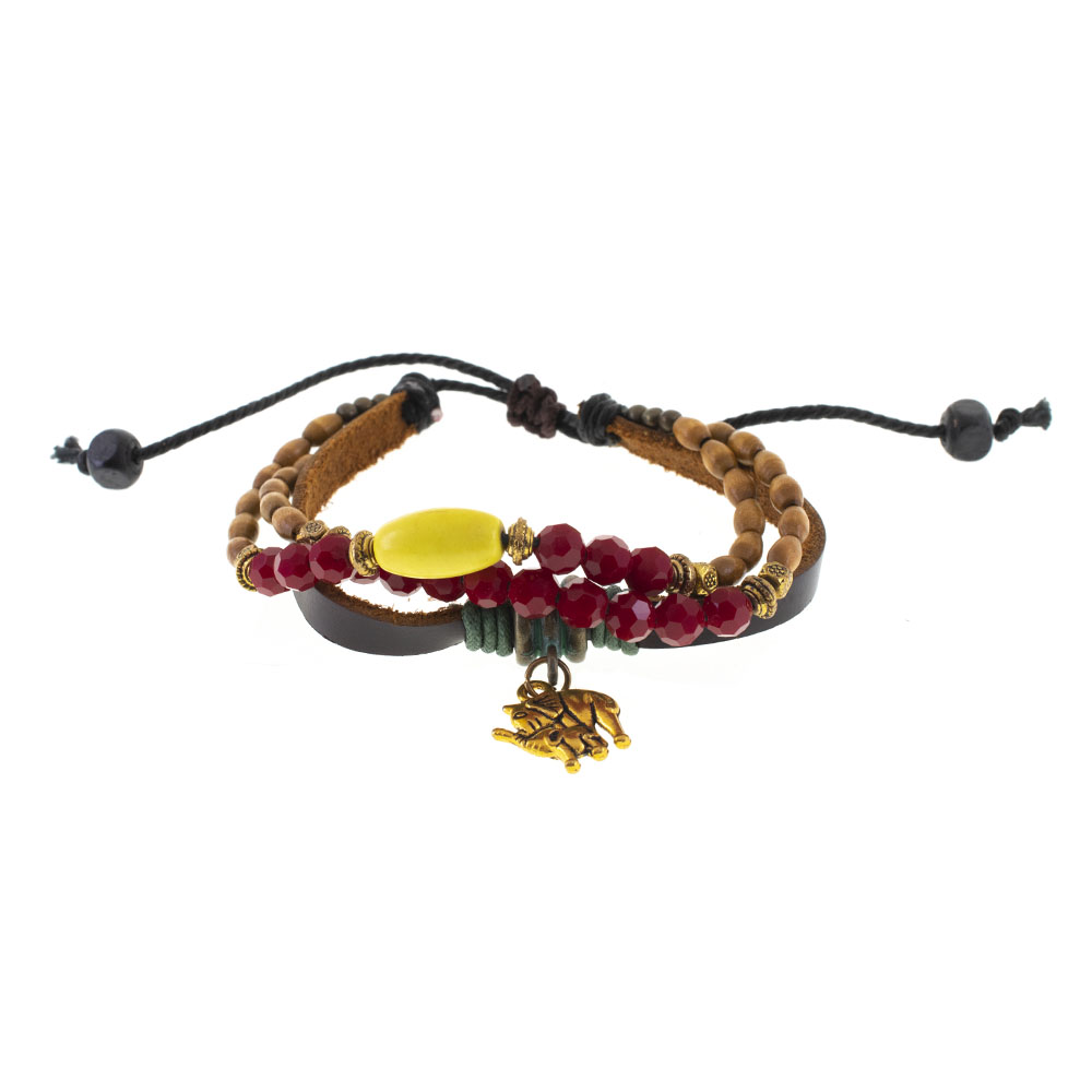 PULSERA MEN PIEL GOLDEN STONE
