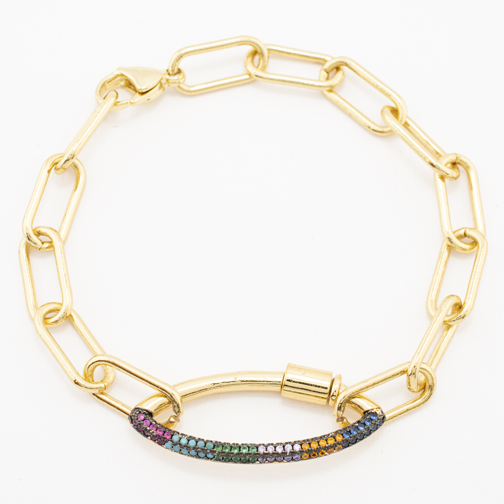 PULSERA CHAPA GOLDEN RAINBOW