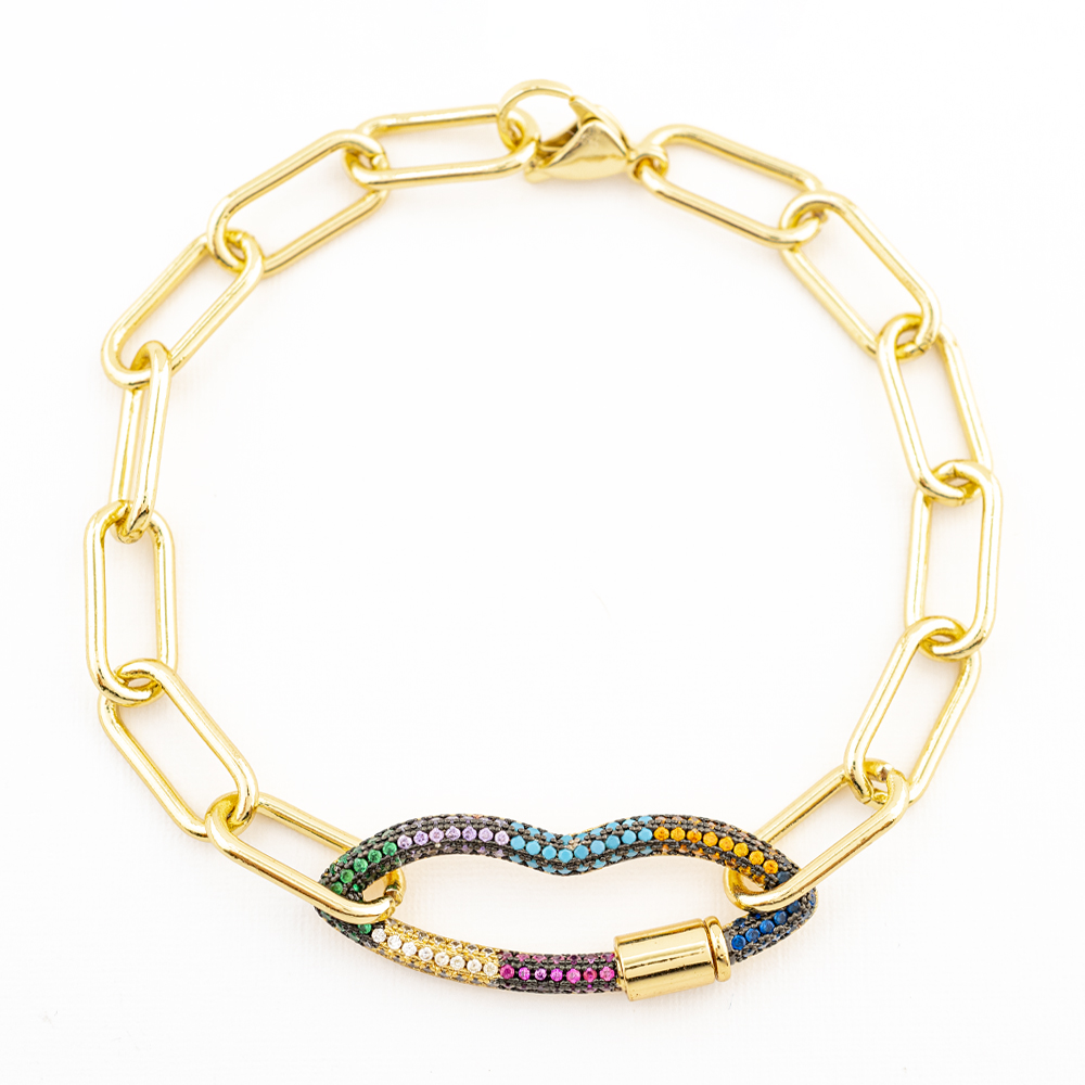 PULSERA CHAPA GOLDEN RAINBOW