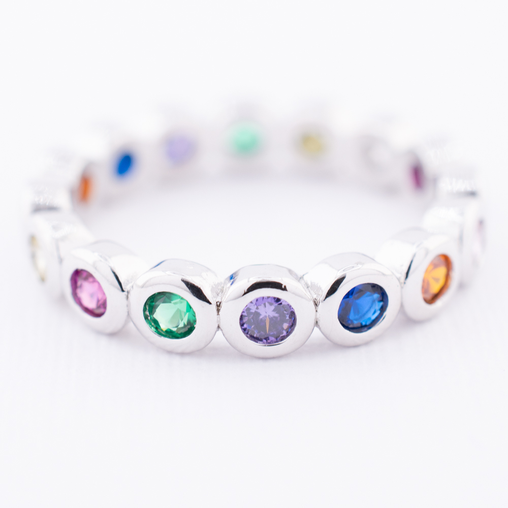 ANILLO  RODIO SILVER RAINBOW