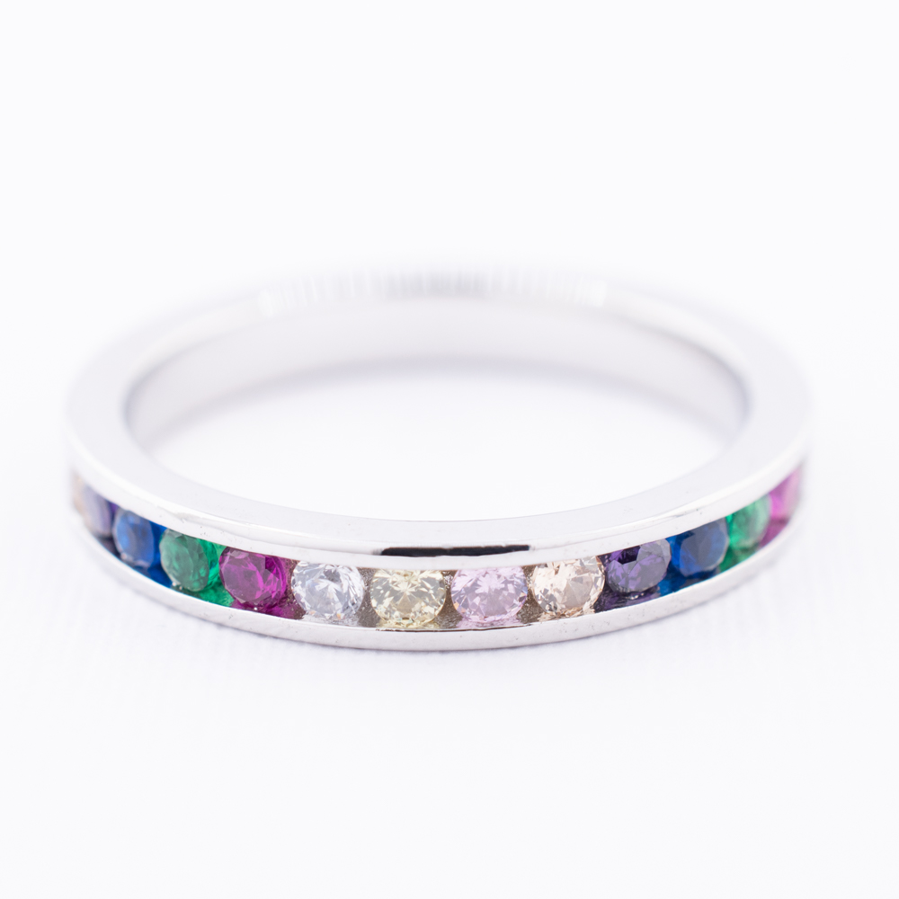 ANILLO  RODIO SILVER RAINBOW